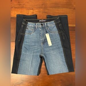 NWT Cropped color block high waisted straight leg jeans